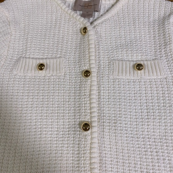 French Connection Knit Two-Piece Skirt Set Short Sleeve Cardigan Size M Cream - Picture 5 of 9